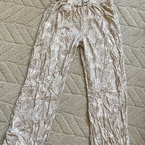 Leaf Print Beige Trousers